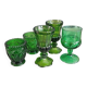 Set of 6 green molded glass glasses