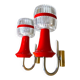 Pair Red Mid Century Modern wall lamps