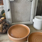 Set of 8 flat plates in Sarreguemines stoneware