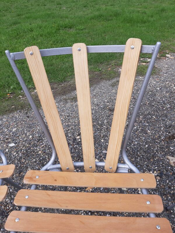 Lot de 4 chaises de bistrot fer et bois