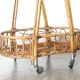 Rattan and bamboo trolley on wheels, 1950s