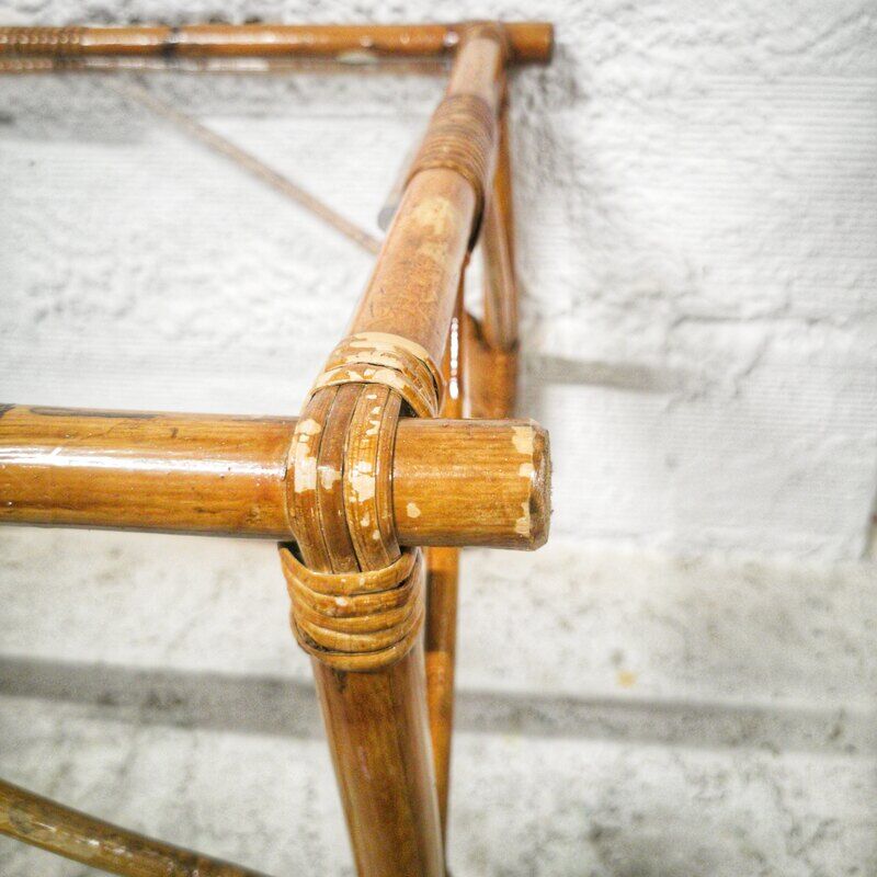 Rattan and glass coffee table