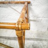 Rattan and glass coffee table