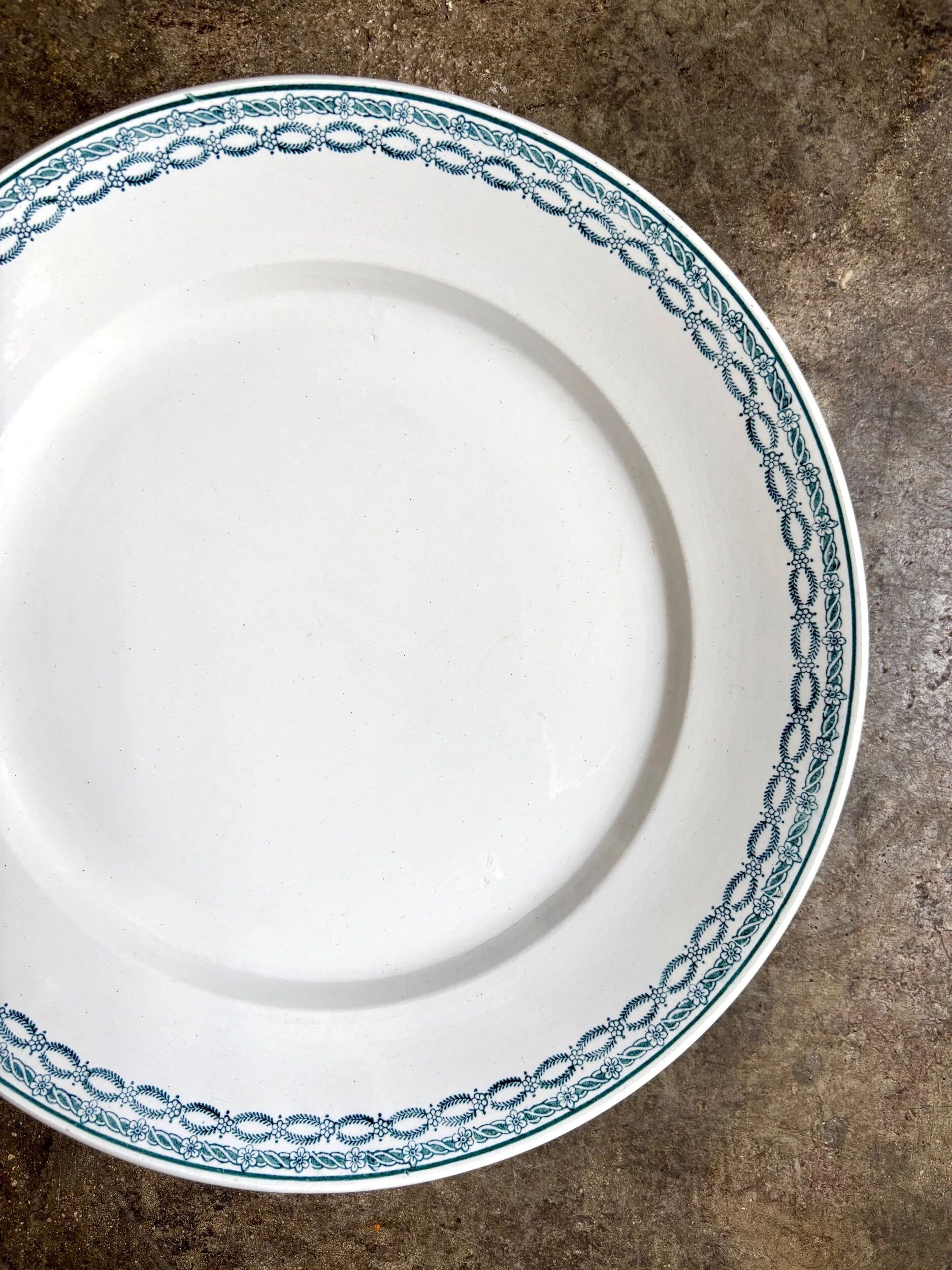 Large round dish St Amand in blue ironstone