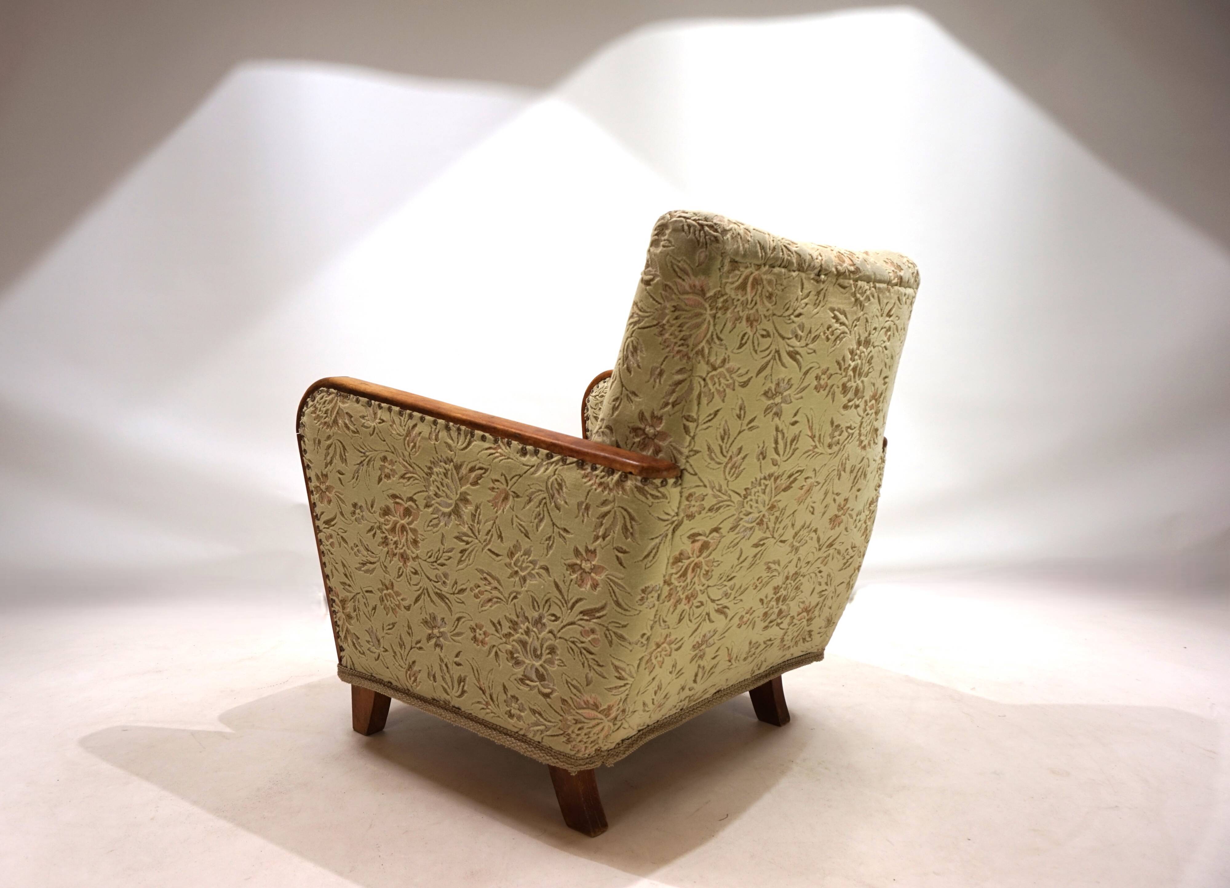 Fauteuil de salon Art Déco en jacquard de velours, 1930