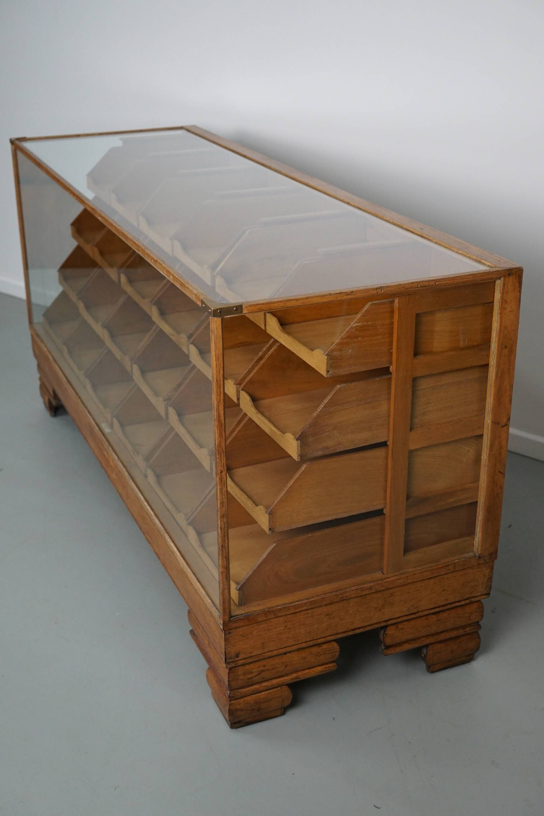Antique British Oak Haberdashery Cabinet or Shop Counter, 1920/30s
