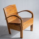 Fauteuil asiatique en lattes de bois upcyclé