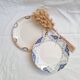 Round orange and blue plate HBCM and Creil and Montereau