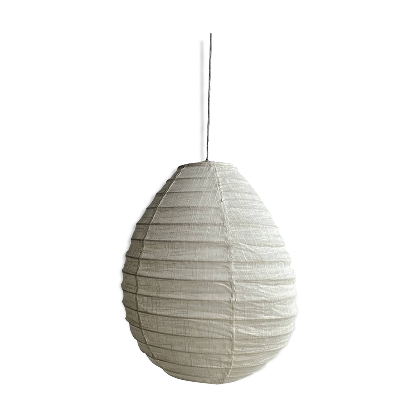 Small Japanese-style natural rattan and linen pendant light in the shape of a drop H40 D35