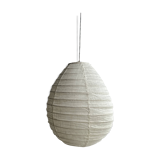Small Japanese-style natural rattan and linen pendant light in the shape of a drop H40 D35
