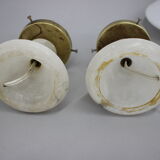 1940s pair of unique art deco table lamps with alabaster base ,czechoslovakia