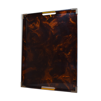 Tray 1970 plexiglass decoration scale and brass