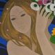 Yves Ganne : Les deux femmes aux bouquets, lithographie originale signée