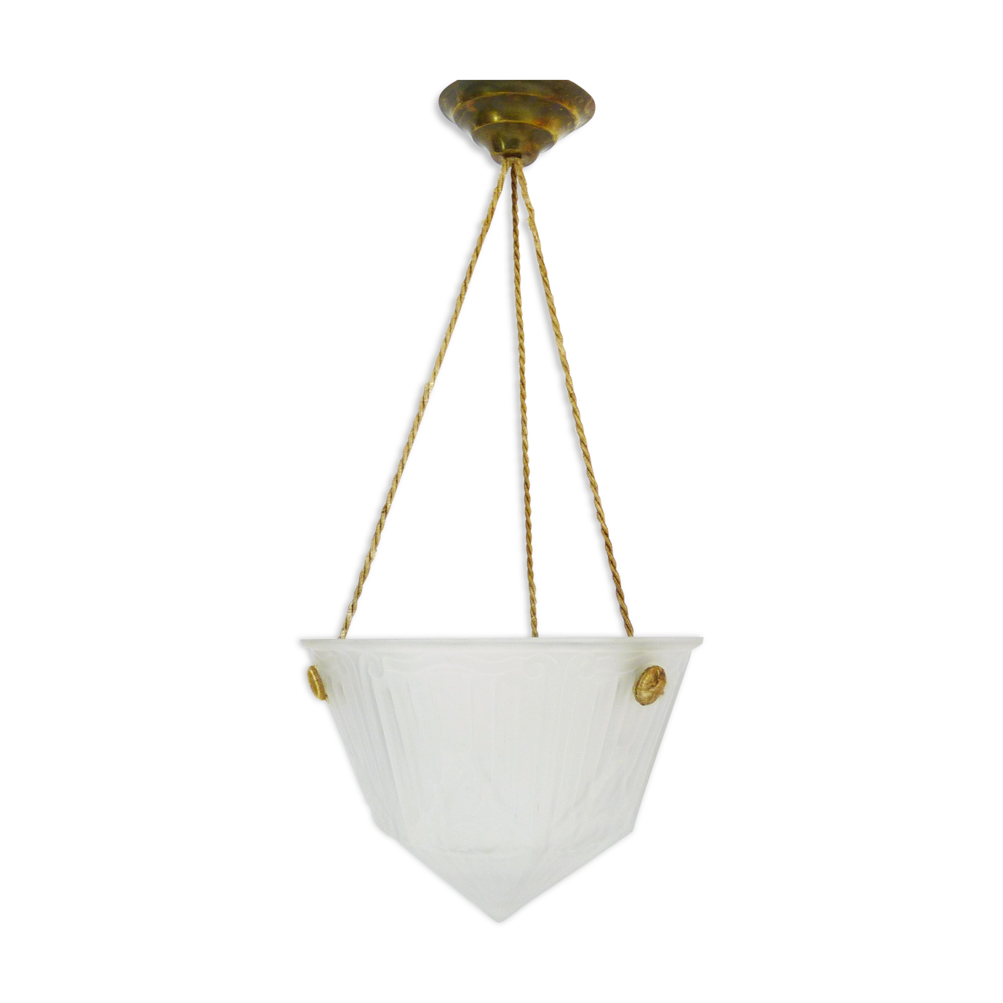Art Deco 1-fire, patterned glass cathyty suspension. Year 30