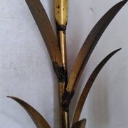 Pair of gold metal leaf wall sconces