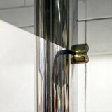 Libreria autoportante in acciaio cromato e vetro fumé, Italia, anni '70