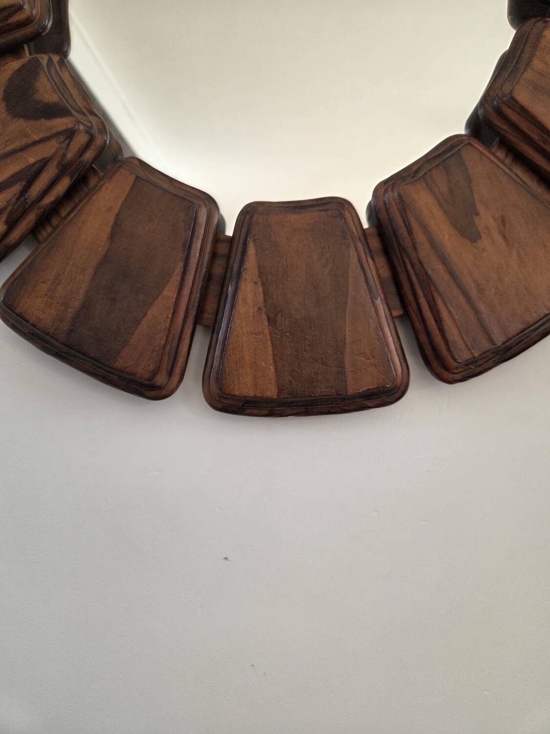 Brutalist wooden mirror, 1970