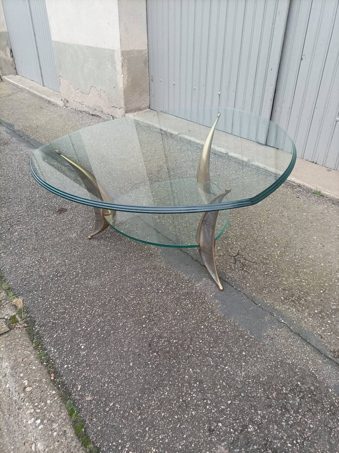 Bronze and glass coffee table