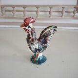 Ancienne figurine coq ancienne en barbotine peinte