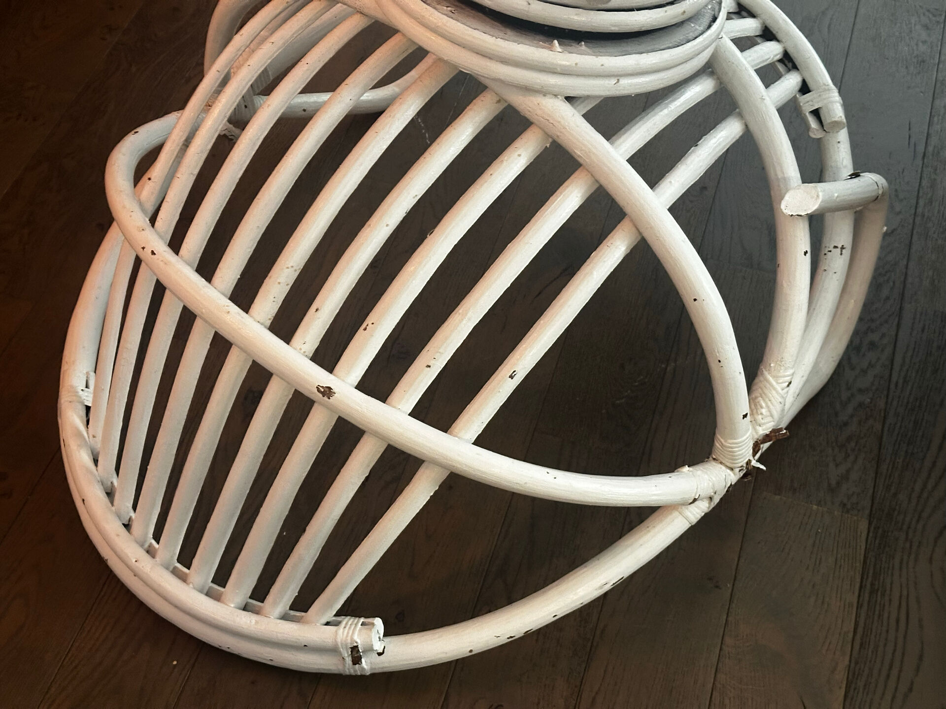 Vintage armchair in white lacquered rattan