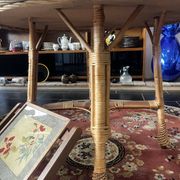 Dining table in rattan, wicker and glass 1960