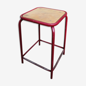 Vintage red-bordeaux school stool