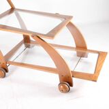 Wooden and glass serving trolley