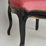Napoleon III chairs in blackened wood and pink velvet, France, circa 1870