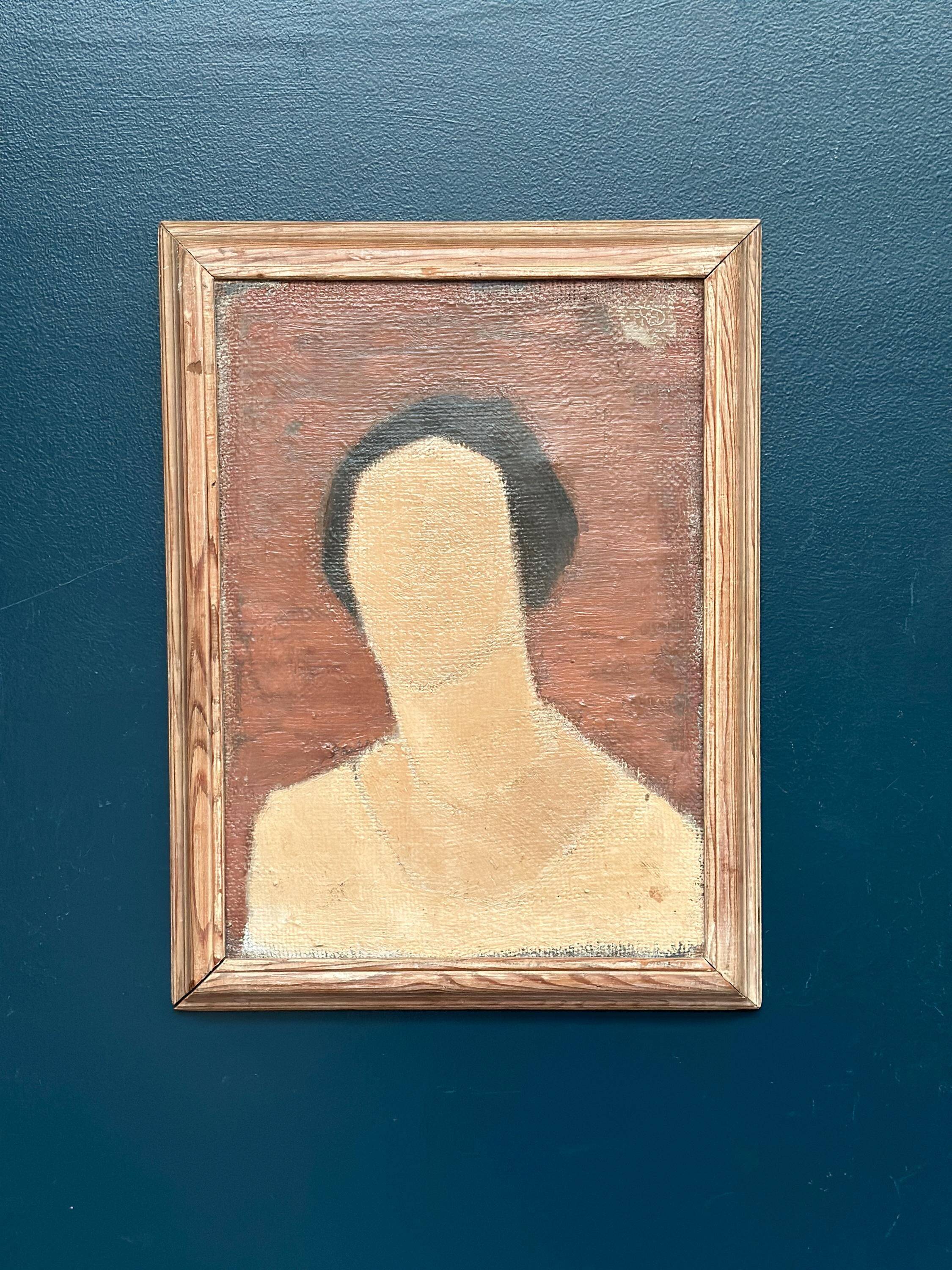Original Swedish Oil On Canvas – “Portrait” By Fred – Dated 51