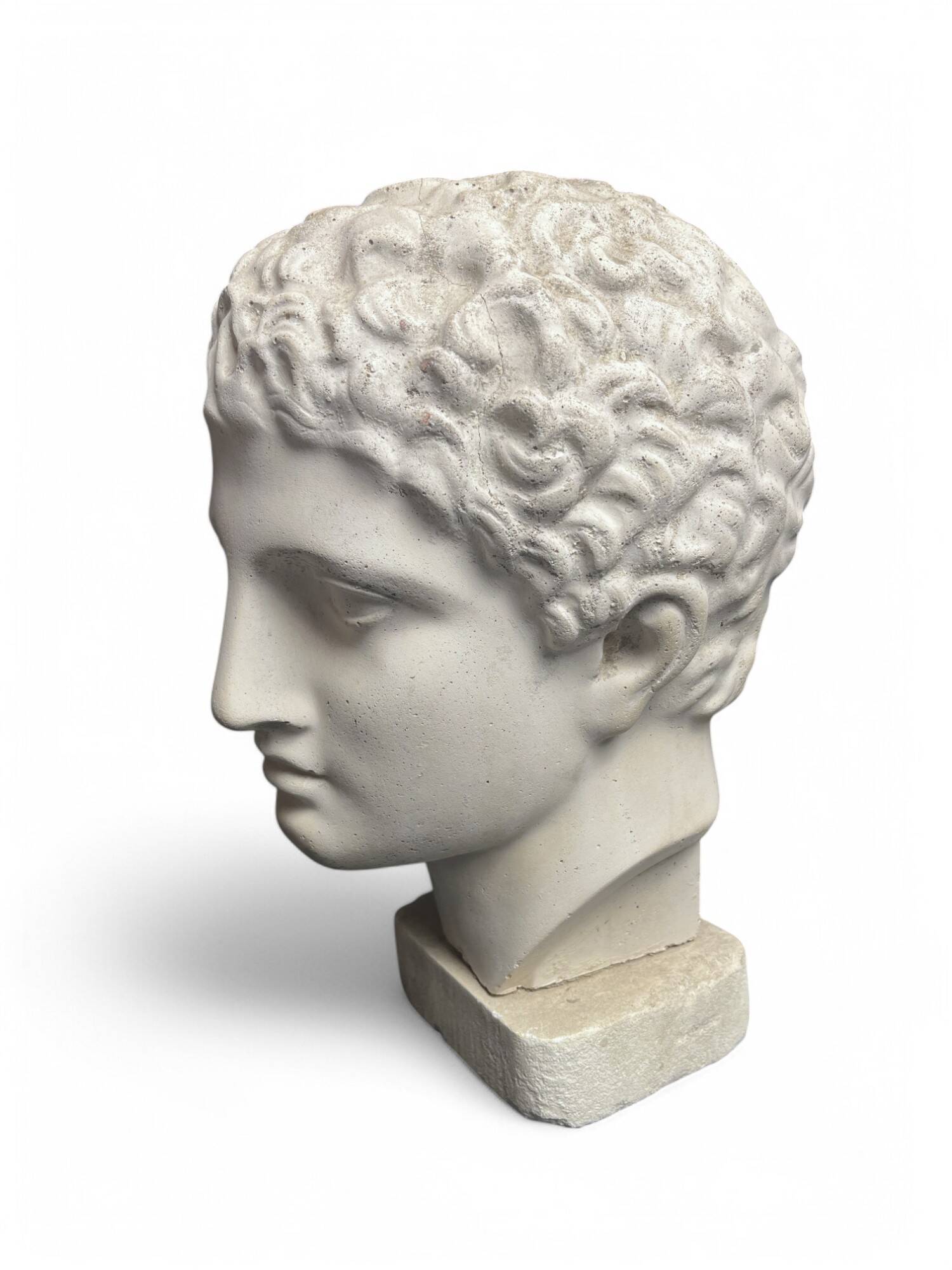 Antique Hermes head sculpture, patinated plaster, mid-20th century