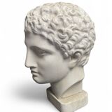 Antique Hermes head sculpture, patinated plaster, mid-20th century