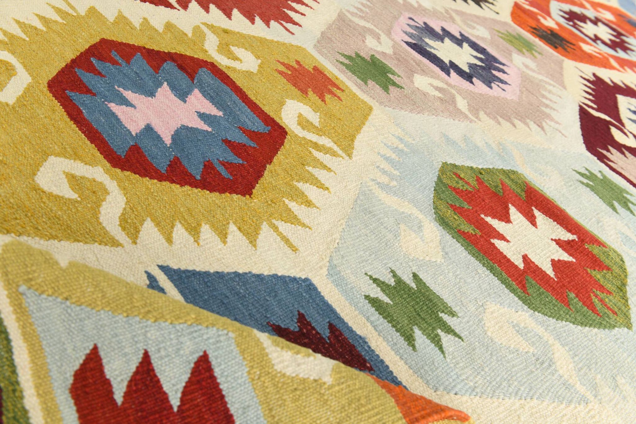 Turkish Geometric Tribal Vintage Kilim Rug, 254x348Cm