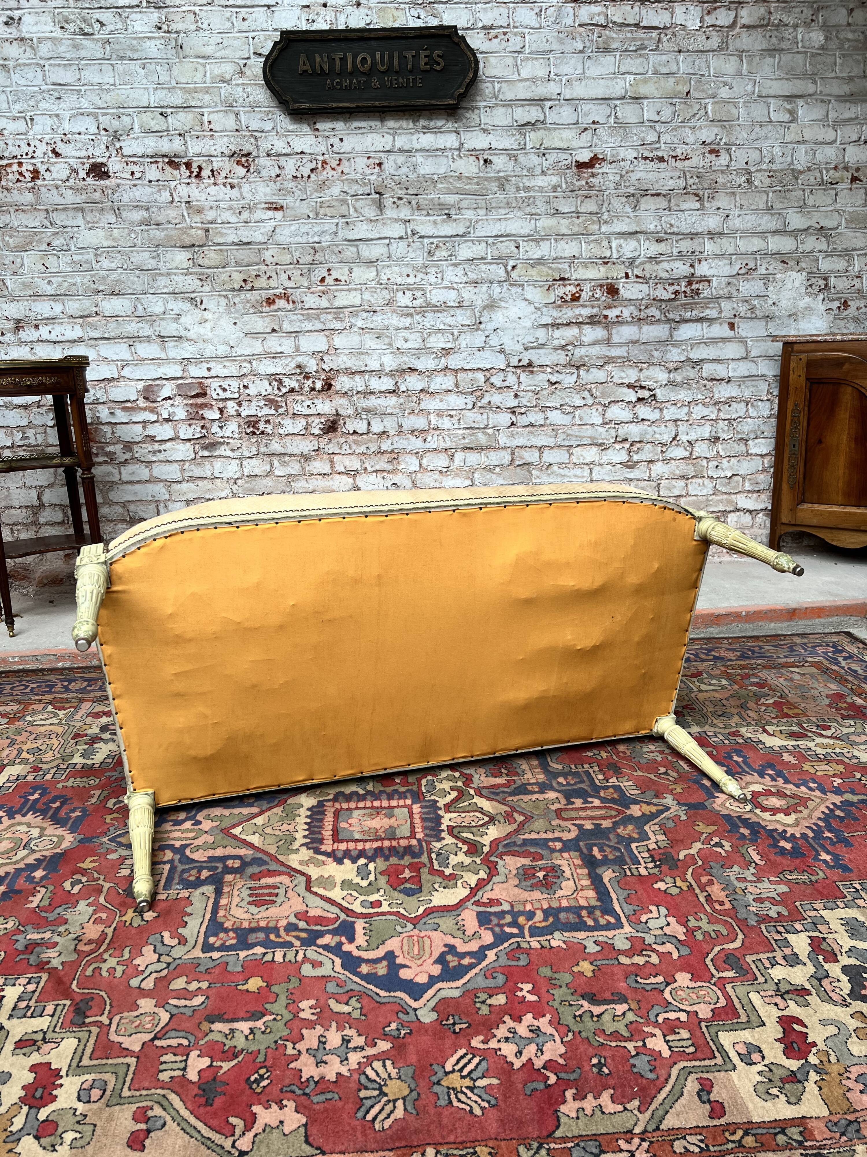 Painted Wooden Bench with Back to The Queen Style Louis XVI XIX Eme Century