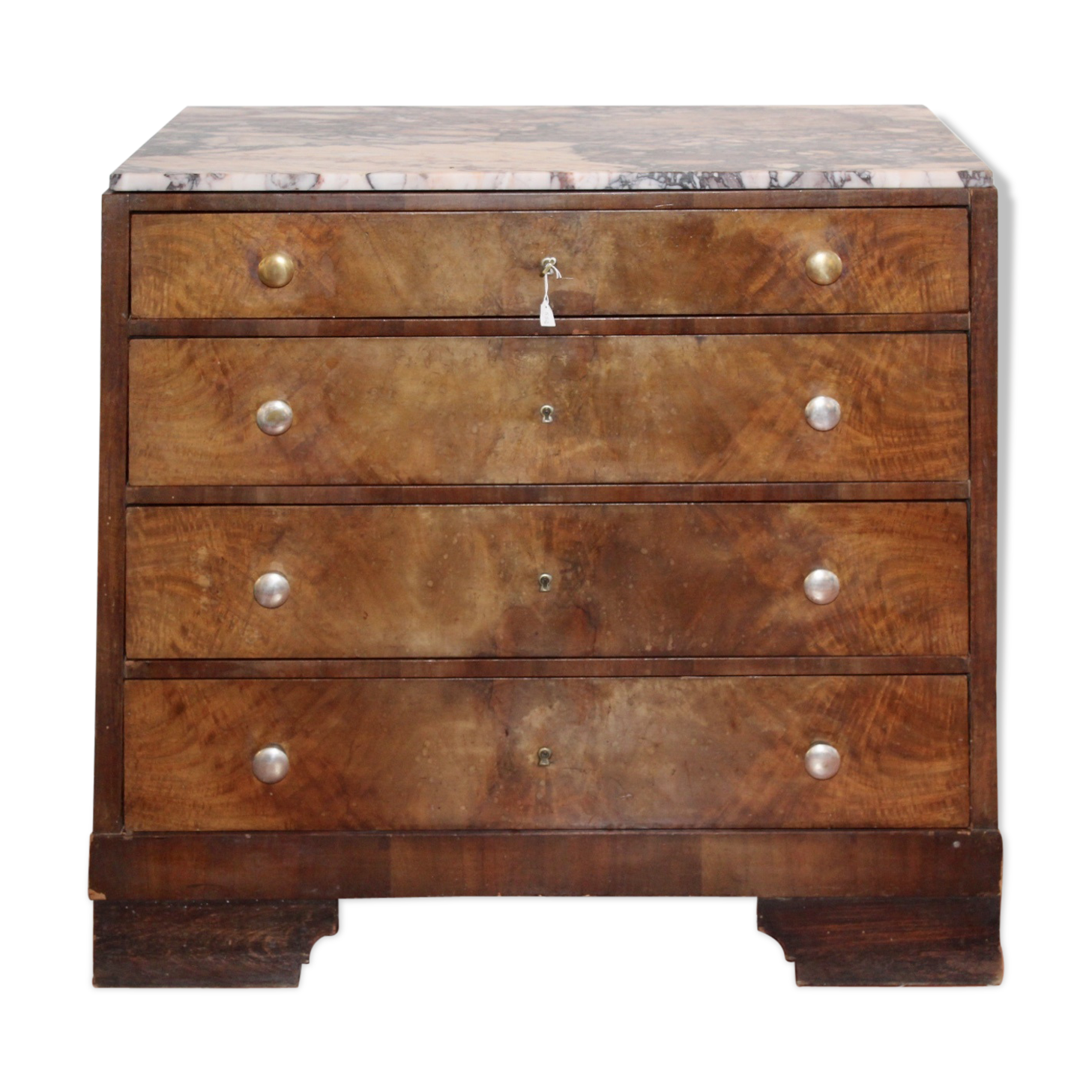 Commode Art Deco en loupe de noyer