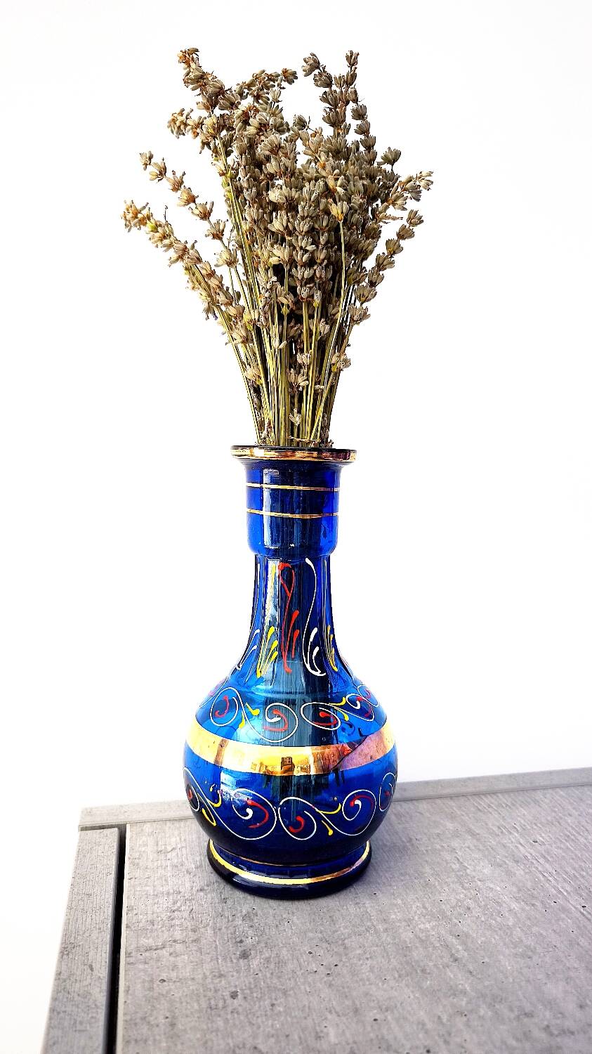 Vase en verre bleu