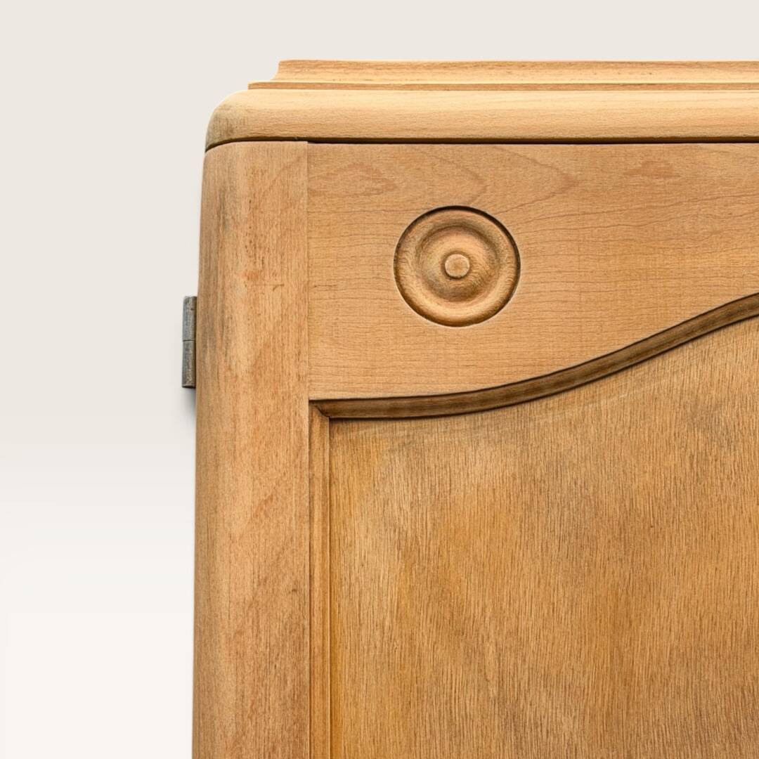 Parisian Art Deco wardrobe, renovated with raw wood.