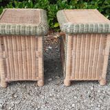 Paires de chevets en osier 1 tiroir vintage