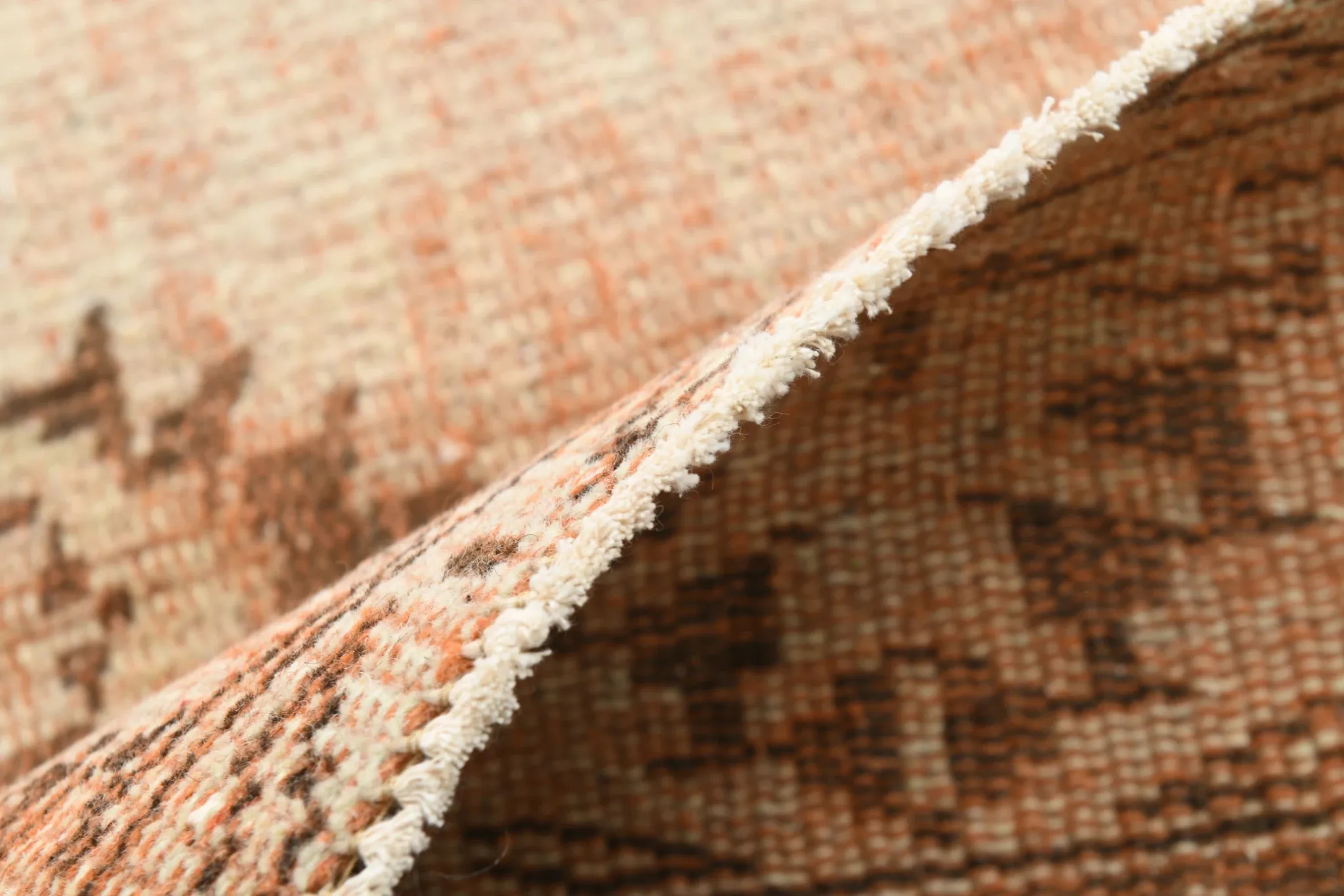 Vintage Persian Peach & Brown Rug, Oriental Pattern Rustic Carpet, 187x292