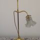 French antique brass goose neck table lamp with white opaque glass shade 5468.
