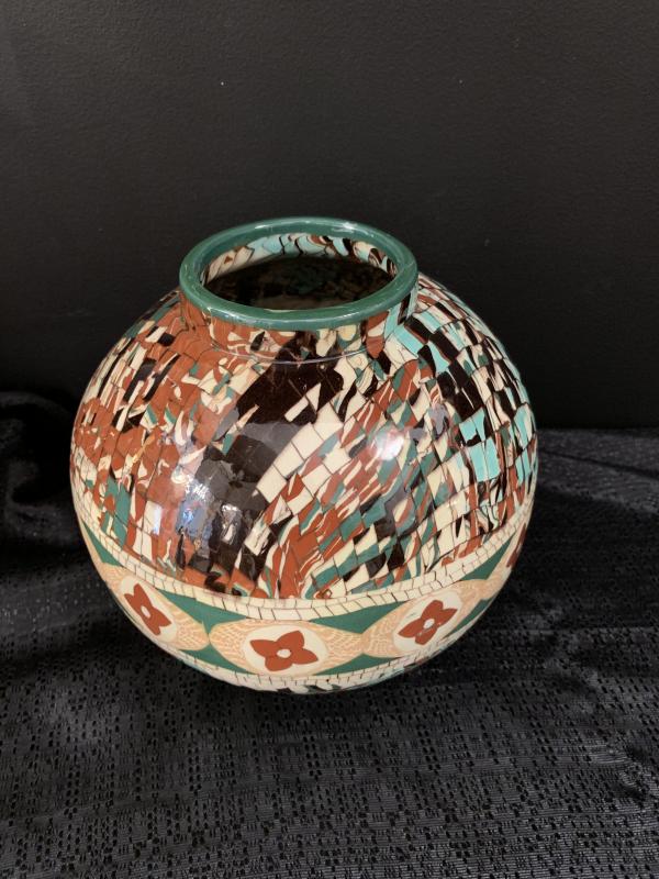 Mixed ceramic ball vase Vallauris Jean Gerbino 1876-1966