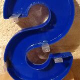 Letter S vintage sign in blue plexiglass