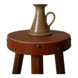 Vintage handheld stoneware candle holder, Scandinavian decorative object