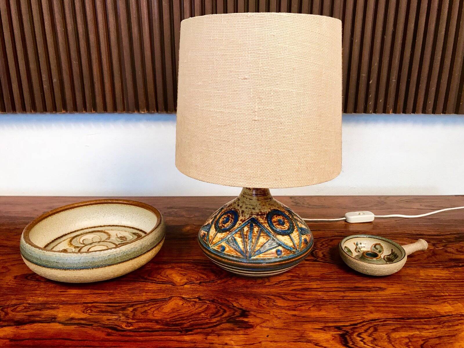 Ceramic table lamp, bow and candle holder by Noomi Backhausen for Søholm