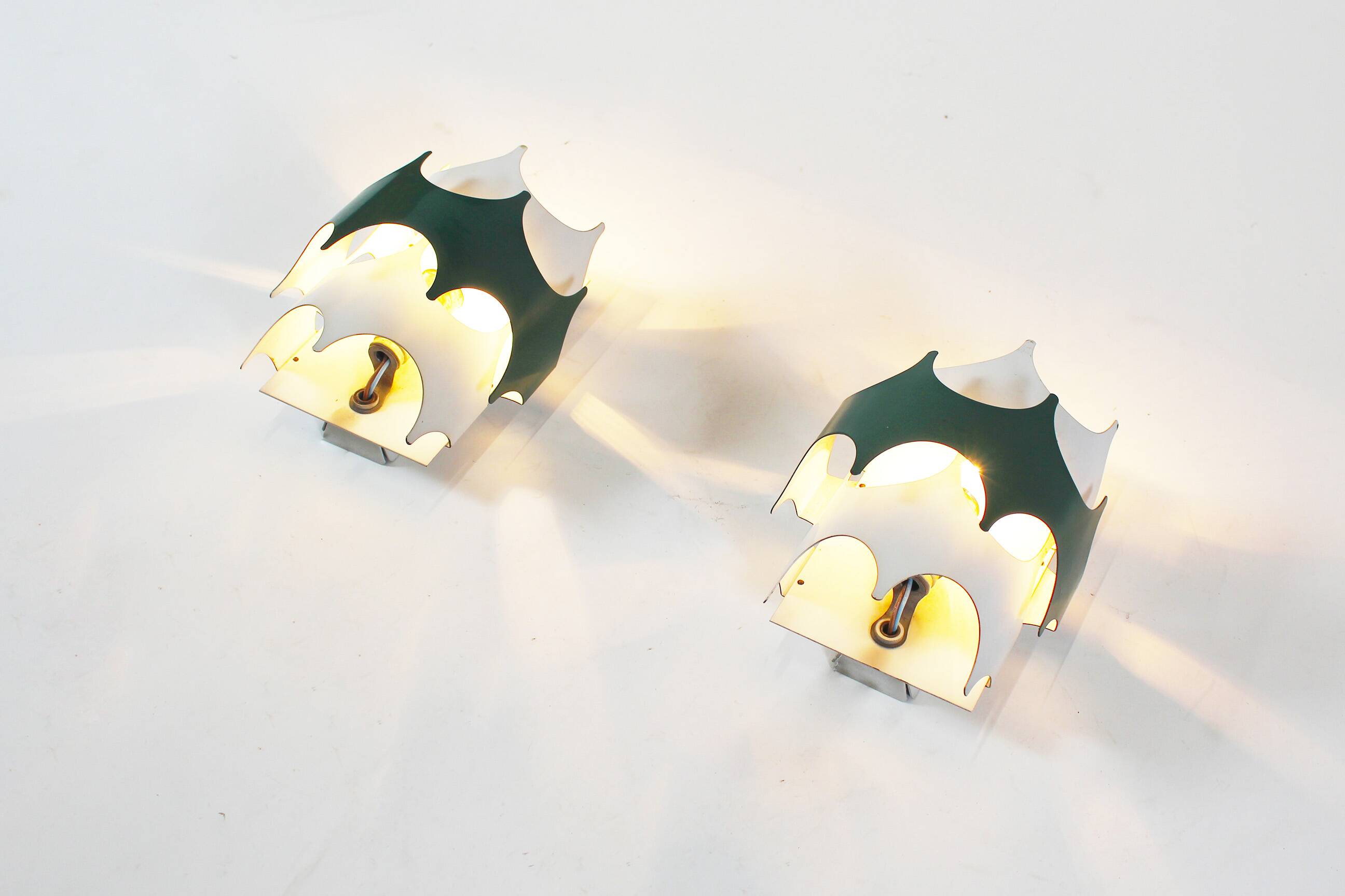 Pair of 1970’s modernist Space Age wall sconces by Doria Leuchten
