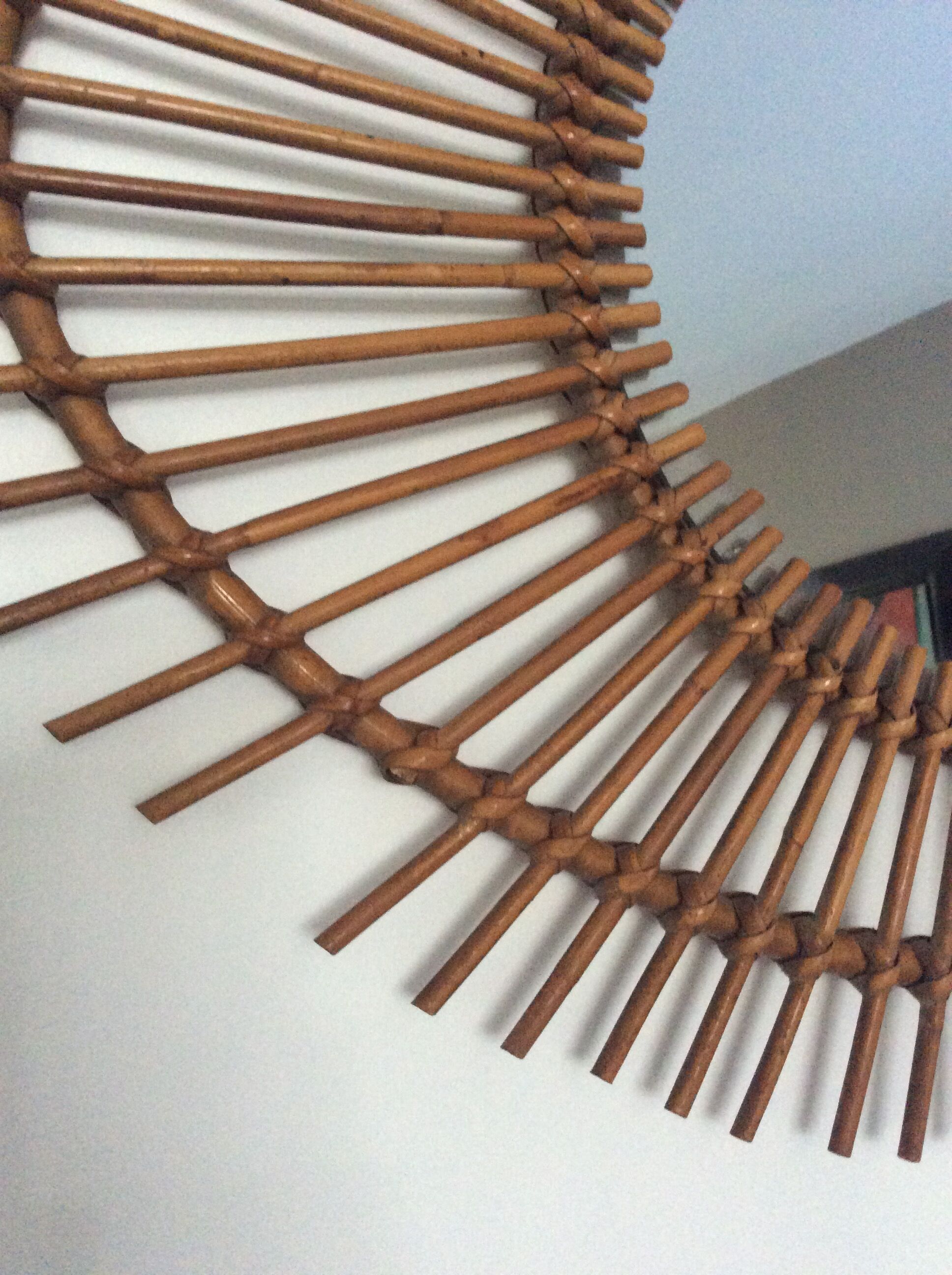 Rattan free-form mirror from the 50s and 60s