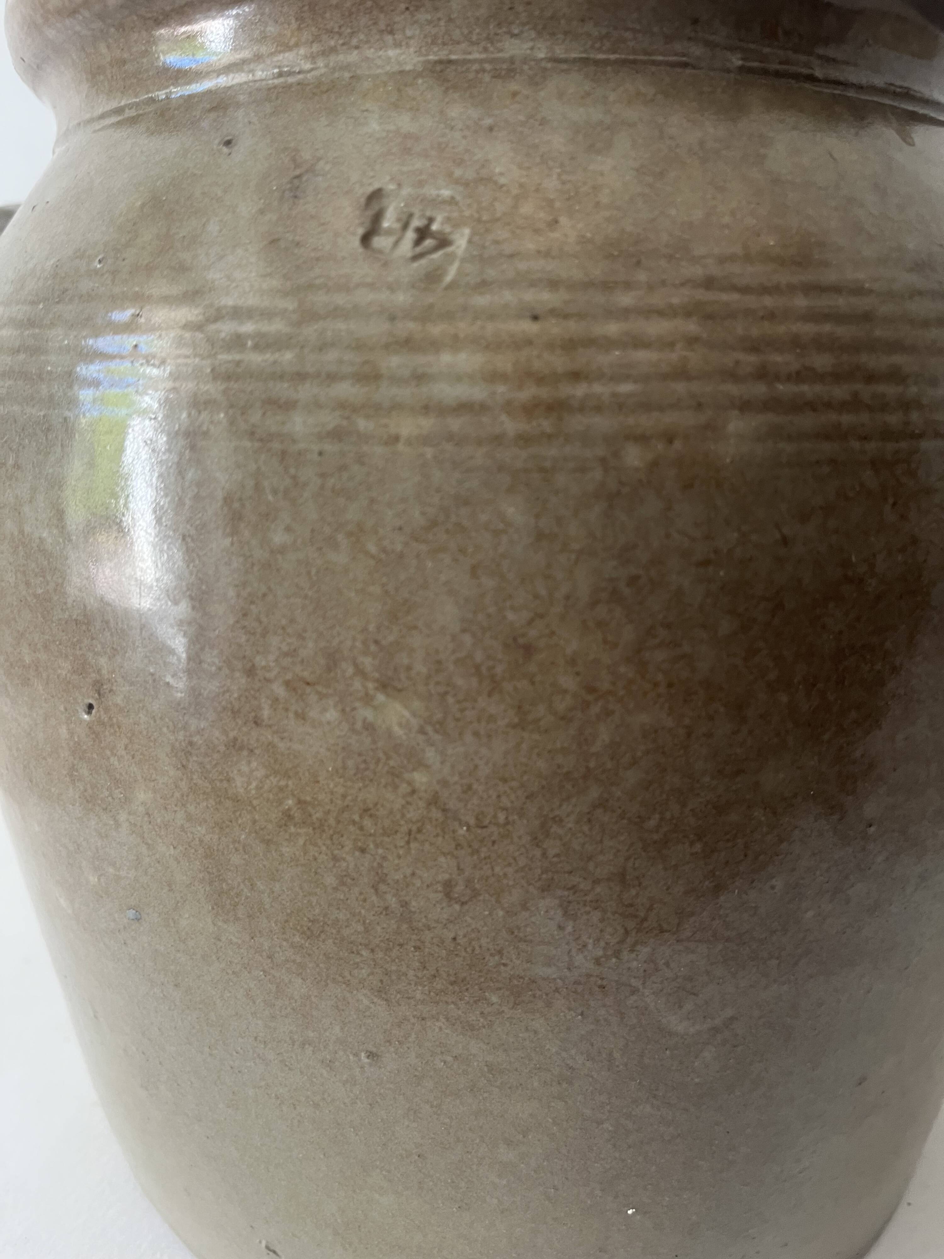 Ancien pot à graisse, grès vernissé