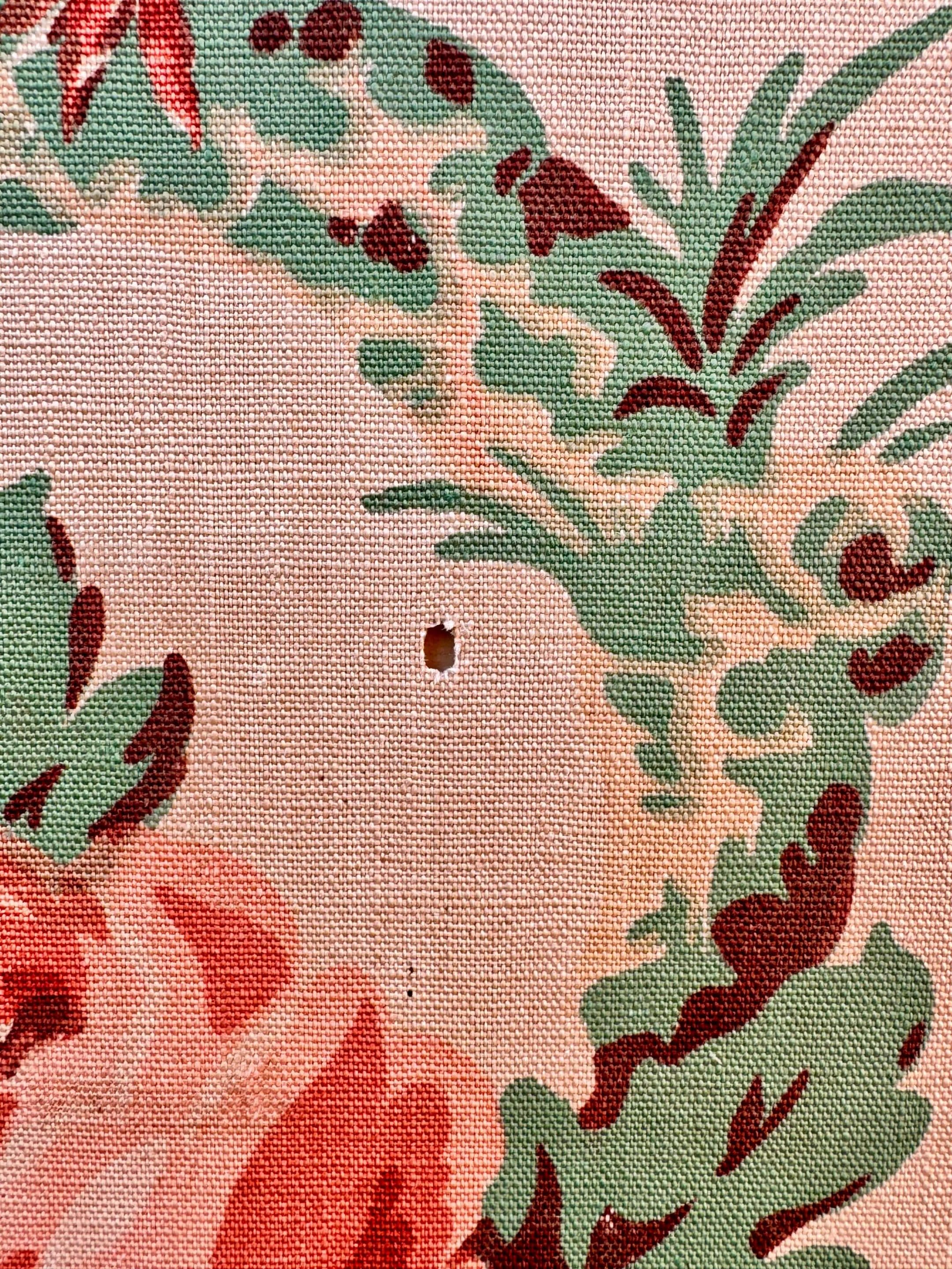 Antique 4-panel floral screen