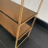 Vintage 1960 String wall shelf in gold wood - 60 x 50 cm