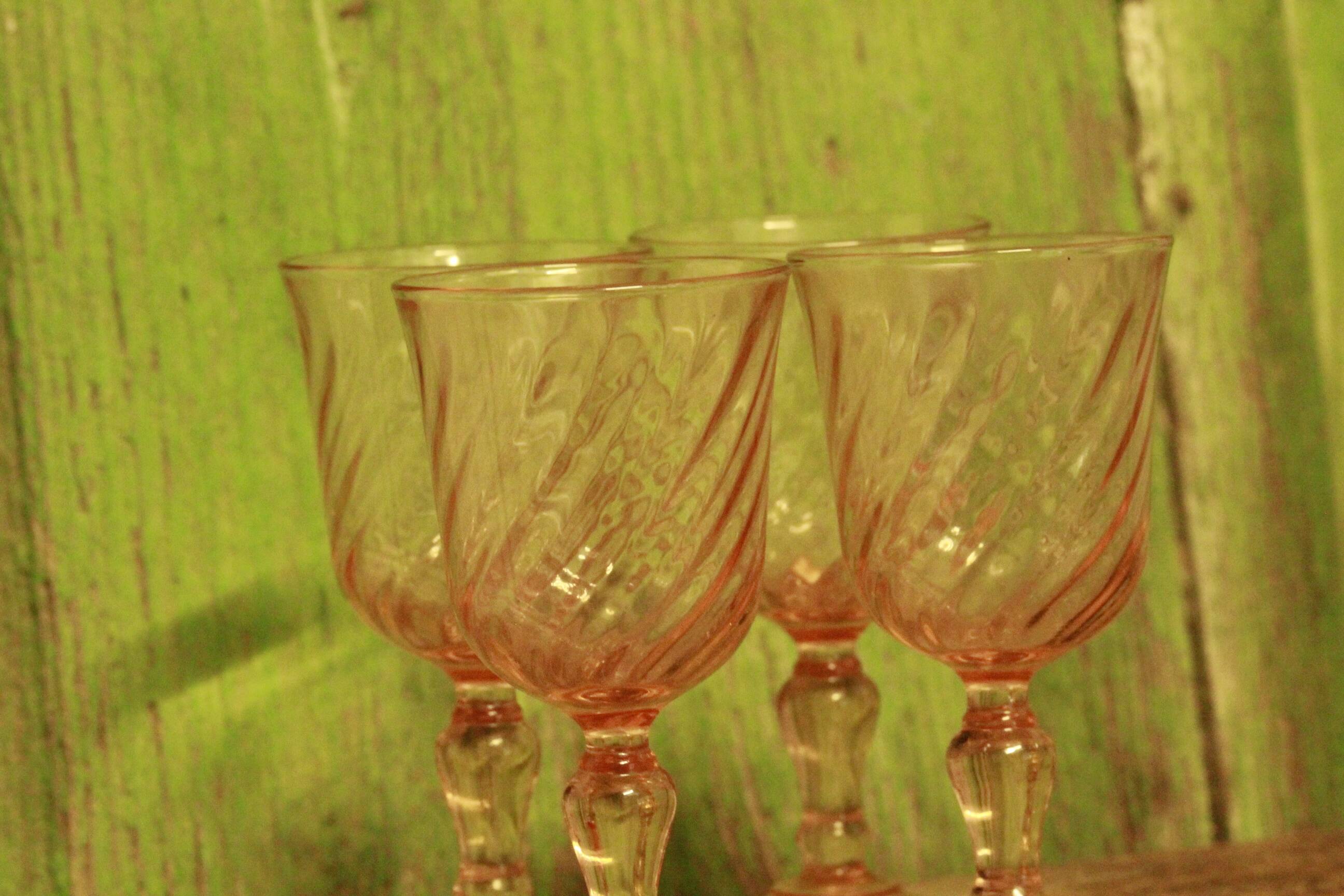 Set of vintage pink glasses