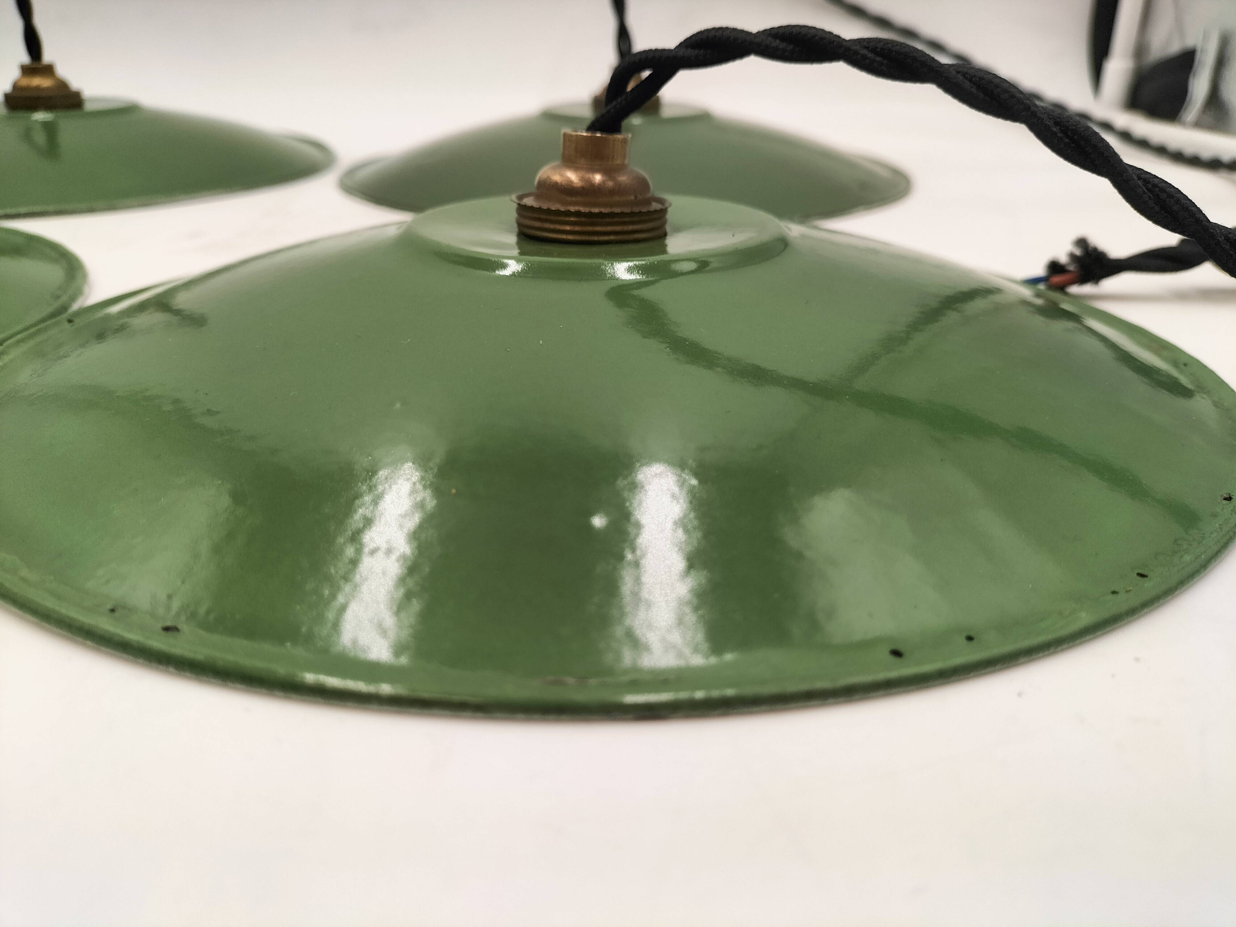 Enameled sheet metal pendant lights